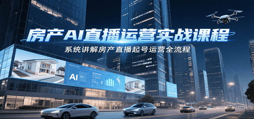 房产AI直播运营实战课程，系统讲解房产直播起号运营全流程网络赚钱,项目资源网,副业资源网,兼职项目,网赚课程-副业赚钱-互联网创业-独家轻创IP大圣网创