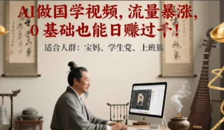 AI做国学视频，流量暴涨 ，0 基础也能日入多张网络赚钱,项目资源网,副业资源网,兼职项目,网赚课程-副业赚钱-互联网创业-独家轻创IP大圣网创