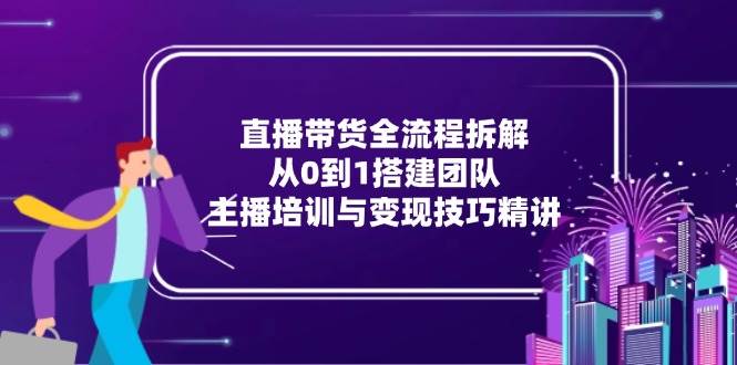（15004期）直播带货全流程拆解：从0到1搭建团队，主播培训与变现技巧精讲网络赚钱,项目资源网,副业资源网,兼职项目,网赚课程-副业赚钱-互联网创业-独家轻创IP大圣网创