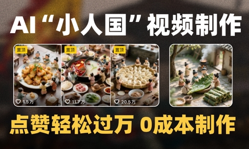 爆款1000W+播放微缩景观迷你小人国AI视频0成本制作全流程教学网络赚钱,项目资源网,副业资源网,兼职项目,网赚课程-副业赚钱-互联网创业-独家轻创IP大圣网创