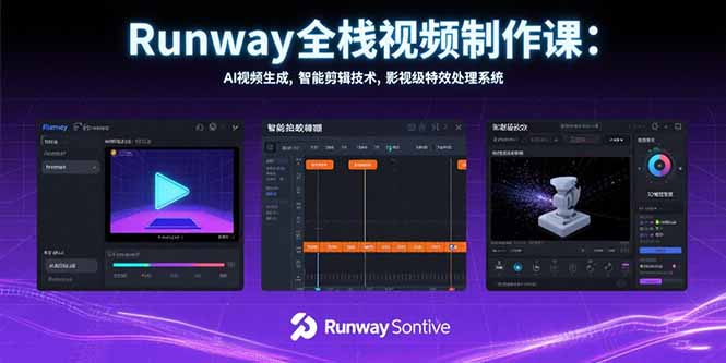 Runway全栈视频制作课：AI视频生成，智能剪辑技术，影视级特效处理系统网络赚钱,项目资源网,副业资源网,兼职项目,网赚课程-副业赚钱-互联网创业-独家轻创IP大圣网创