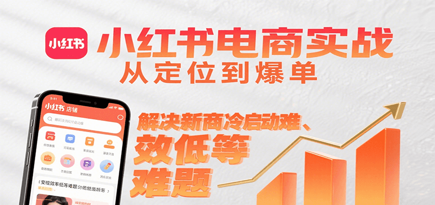 小红书电商实战，从定位到爆单解决新商冷启动难、变现效率低等难题网络赚钱,项目资源网,副业资源网,兼职项目,网赚课程-副业赚钱-互联网创业-独家轻创IP大圣网创