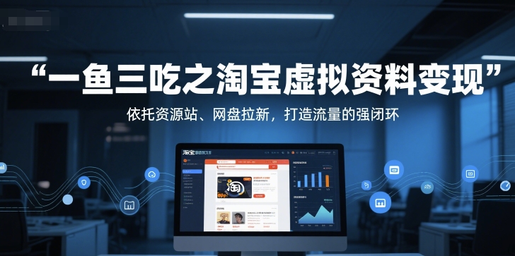 一鱼三吃之淘宝虚拟资料变现，依托资源站、网盘拉新，打造流量的强闭环网络赚钱,项目资源网,副业资源网,兼职项目,网赚课程-副业赚钱-互联网创业-独家轻创IP大圣网创