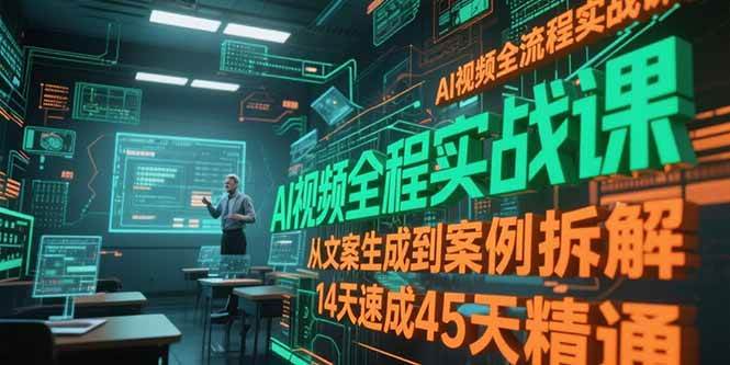 （15172期）AI视频全流程实战课，从文案生成到案例拆解，14天速成45天精通网络赚钱,项目资源网,副业资源网,兼职项目,网赚课程-副业赚钱-互联网创业-独家轻创IP大圣网创