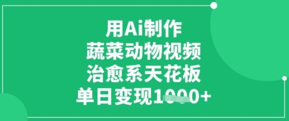 用ai制作蔬菜动物视频，治愈天花板，单日变现多张网络赚钱,项目资源网,副业资源网,兼职项目,网赚课程-副业赚钱-互联网创业-独家轻创IP大圣网创