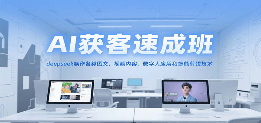 AI获客速成班，deepseek制作各类图文、视频内容，数字人应用和智能剪辑技术网络赚钱,项目资源网,副业资源网,兼职项目,网赚课程-副业赚钱-互联网创业-独家轻创IP大圣网创