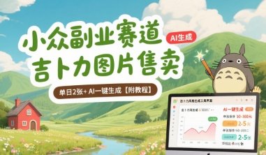 小众副业赛道 吉卜力图片售卖 单日2张+ AI一键生成【附教程】网络赚钱,项目资源网,副业资源网,兼职项目,网赚课程-副业赚钱-互联网创业-独家轻创IP大圣网创